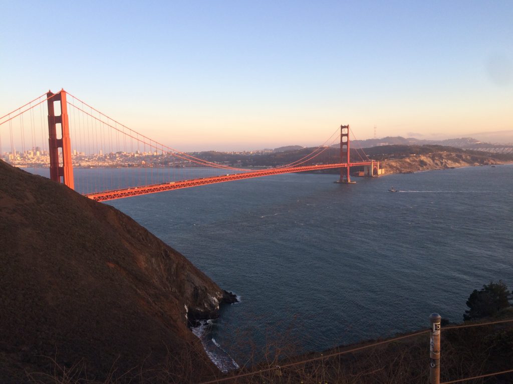 Golden Gate Bridge at dusk
